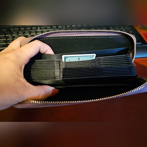 Wallet- 36 standing cards + 2 slots for paper money- old country rose, mauve. - Picture 7 of 7